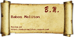 Babos Meliton névjegykártya